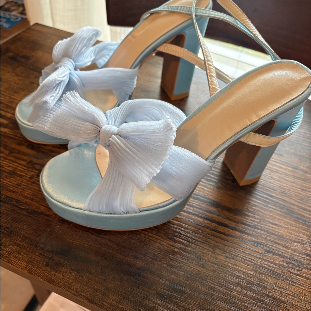 Here is your  “something blue”Elegant Blue Women's Heels with Bow Accent